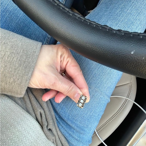 Vintage design ring , 9c, lab-grown diamonds with black sapphires - Picture 3 of 4